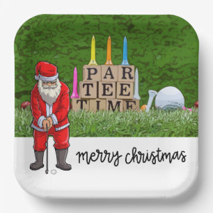 Plato De Papel El fiesta del golf Par Tee Santa Claus Navidades d