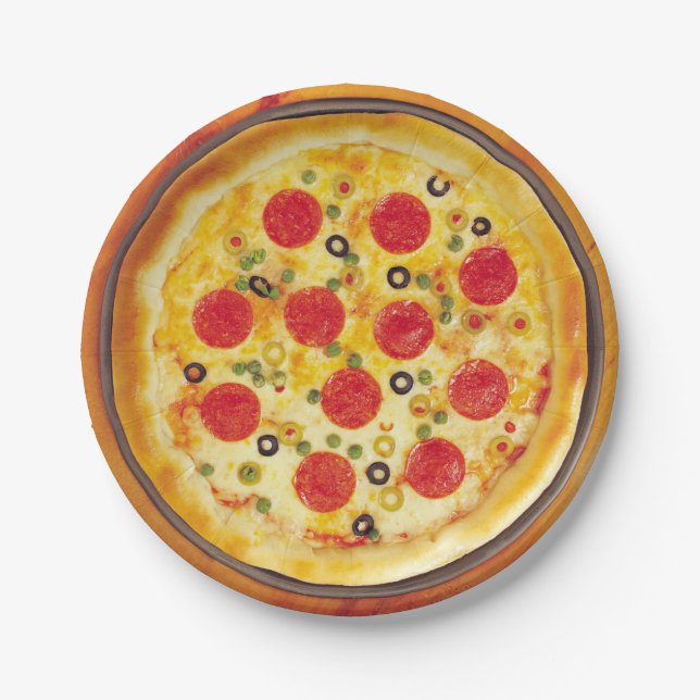 Plato De Papel El fondo ilustrado de la pizza deign (Anverso)