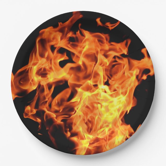Plato De Papel El fuego del Bbq flamea las placas de papel (Anverso)