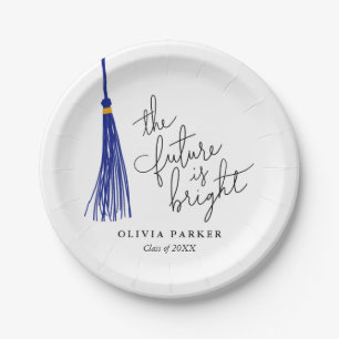 Plato De Papel El Futuro Es El Fiesta De Grad Brillante Azul Tass