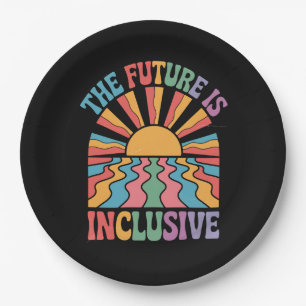 Plato De Papel El Futuro Es Inclusivo Orgullo Arcoíris LGBTQ Retr