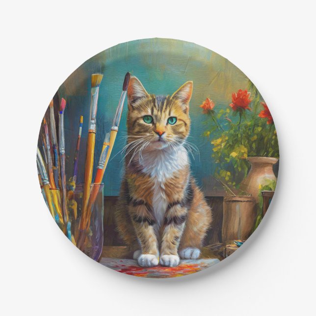 Plato De Papel El gato artístico (Anverso)