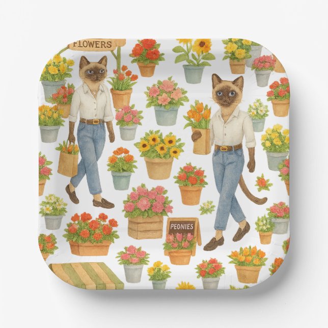 Plato De Papel El gato está en Londres Inglaterra en el mercado d (Anverso)