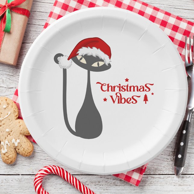 Plato De Papel El gato negro atómico de la Navidad de 1950 (plate)
