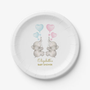 Plato De Papel El género de Baby Shower del elefante de los