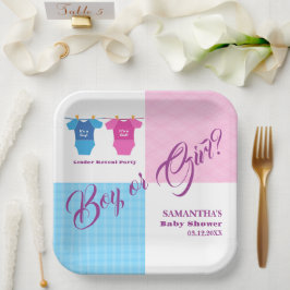 Plato De Papel ¿El género revela al niño o Chica de Baby Shower?