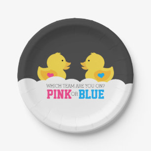 Plato De Papel El género rosado o azul Ducky de goma revela al