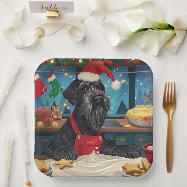 Plato De Papel El gigante Schnauzer Holiday Baking: Navidades fes (Boda)
