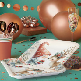 Plato De Papel El Gnome Y Los Renos