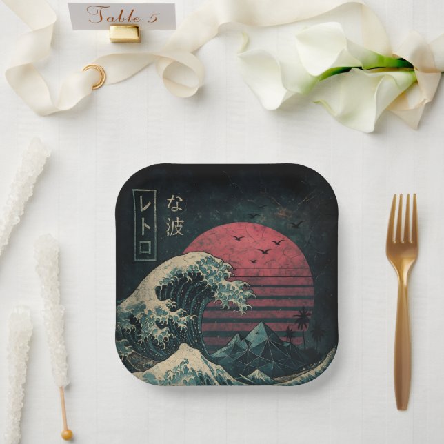 Plato De Papel El Gran Clásico de Ola Retro (Boda)