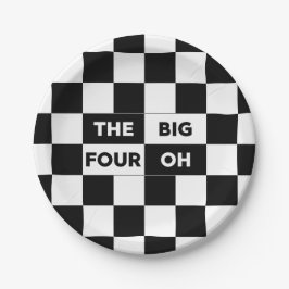 Plato De Papel El gran patrón de cuatro colores negro y blanco