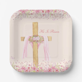 Plato De Papel Él ha resucitado Pascua cristiana personalizada