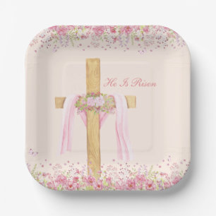 Plato De Papel Él ha resucitado Pascua cristiana personalizada