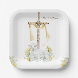 Plato De Papel Él ha resucitado Pascua cristiana personalizada