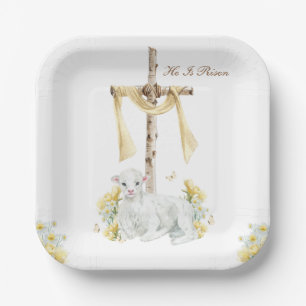 Plato De Papel Él ha resucitado Pascua cristiana personalizada