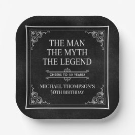 Plato De Papel El hombre el mito la leyenda 50 cumpleaños negro