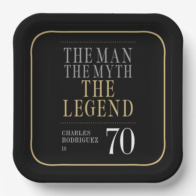 Plato De Papel El hombre el mito la leyenda 70 cumpleaños (Anverso)