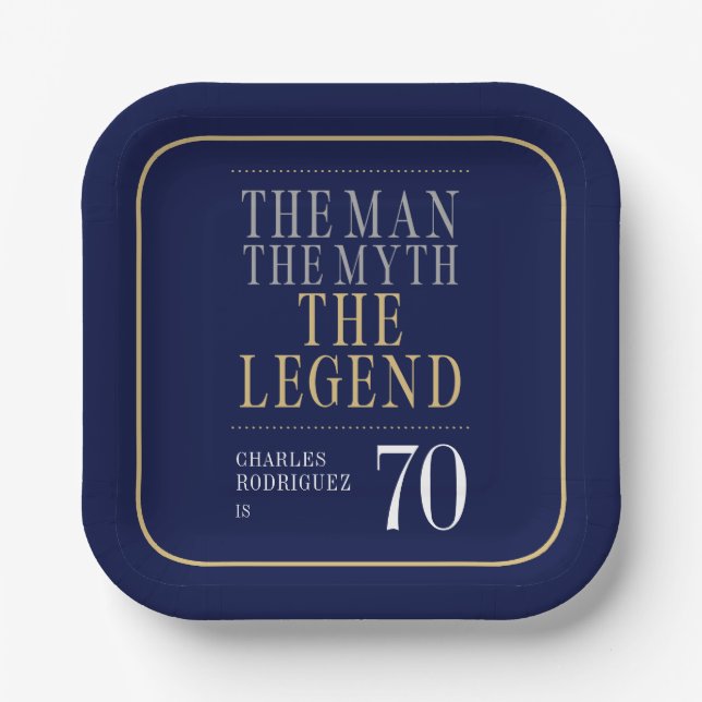 Plato De Papel El hombre el mito la leyenda 70 cumpleaños (Anverso)