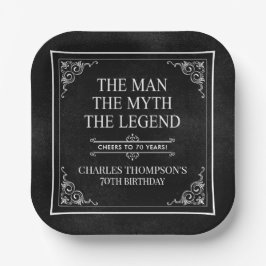 Plato De Papel El hombre el mito la leyenda 70 cumpleaños negro