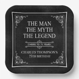 Plato De Papel El hombre el mito la leyenda 75 cumpleaños negro
