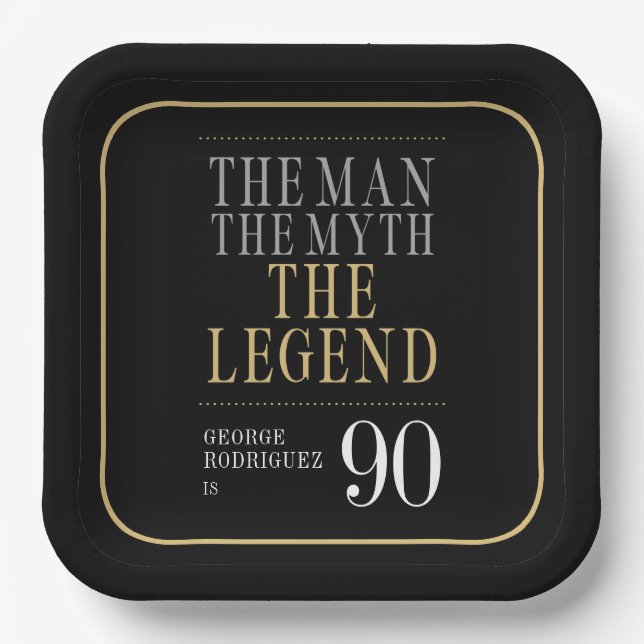 Plato De Papel El hombre el mito la leyenda 90 cumpleaños (Anverso)
