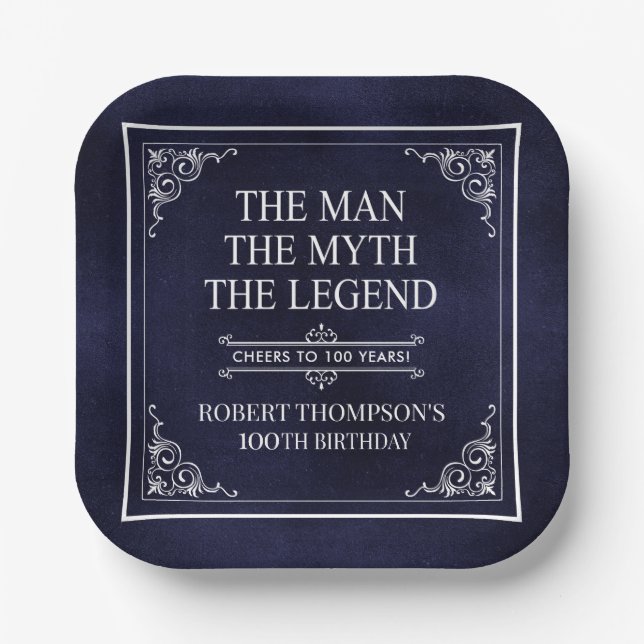 Plato De Papel El hombre el mito la leyenda azul de 100 cumpleaño (Anverso)