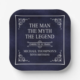 Plato De Papel El hombre el mito la leyenda azul de cumpleaños 50