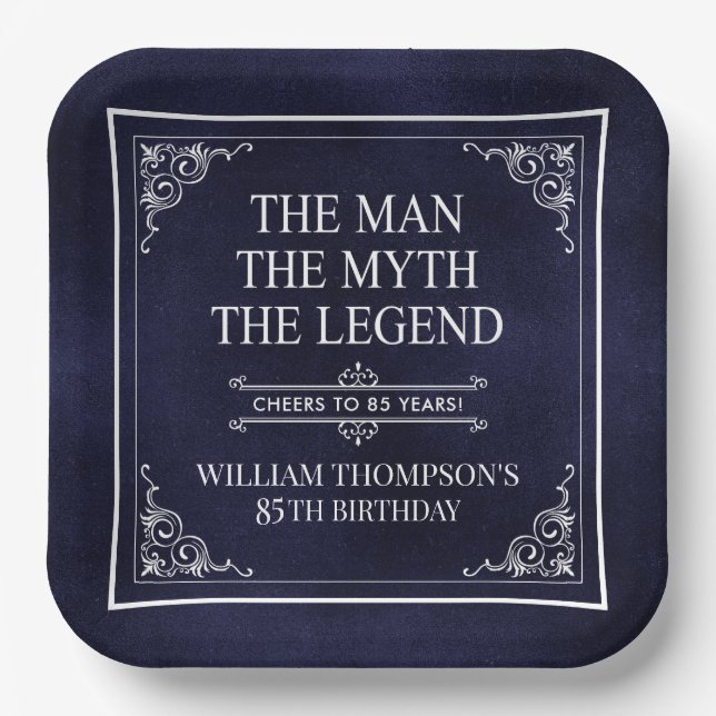Plato De Papel El hombre el mito la leyenda azul de cumpleaños 85 (Anverso)