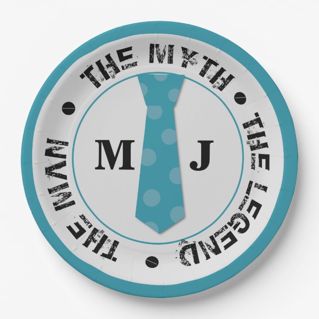 Plato De Papel El hombre el mito la leyenda nombre personalizado (Anverso)