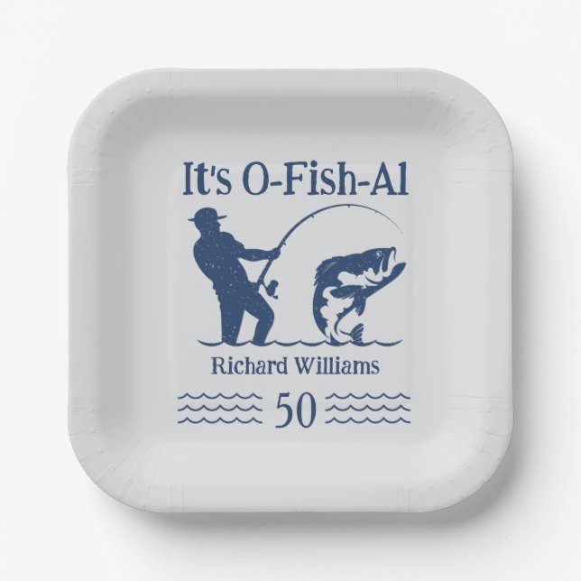 Plato De Papel El hombre es la fiesta de cumpleaños 50 del pescad (Anverso)