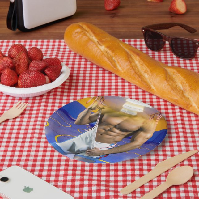 Plato De Papel El hombre musculoso de SlipperyJoe engrosó un tren (Picnic)