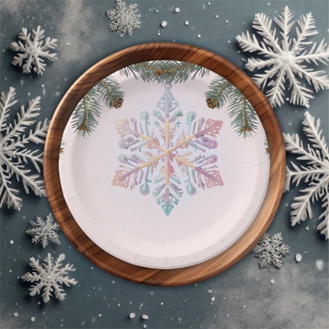 Plato De Papel El invierno moderno y suave, copos de nieve, Baby  (Subido por el creador)
