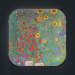 Plato De Papel El jardín de la granja Gustav Klimt con girasoles<br><div class="desc">El jardín de la granja de Gustav Klimt con placas de papel de girasol.</div>