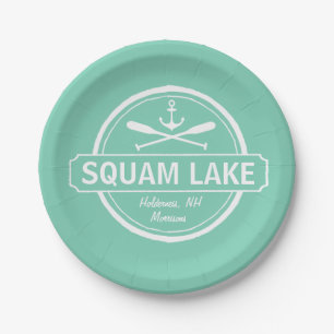Plato De Papel El lago NH Squam personalizó la ciudad, el nombre