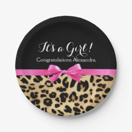 Plato De Papel El leopardo rosa caliente dobla su Chica Safari Ba