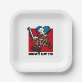 Plato De Papel El loco payaso de Halloween Party Chainsaw Edita E
