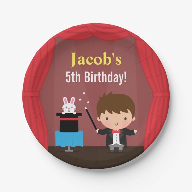 Plato De Papel El mago lindo embroma fuentes mágicas de la fiesta (Anverso)