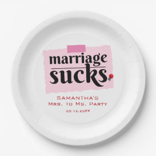 Plato De Papel ¡El matrimonio es un asco! Divorcio gracioso Fiest