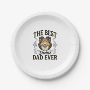 Plato De Papel El Mejor Papá de Sheltie de Todos los Tiempos Dise