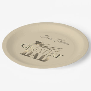 Plato De Papel El mejor papá del mundo luce oro elegante como mar