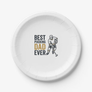 Plato De Papel El Mejor Papá Jugando Hockey Camiseta Diseño_1