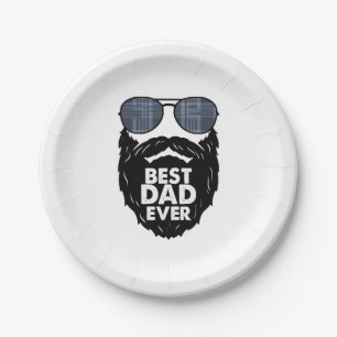 Plato De Papel El mejor papá nunca barba barba gafas de sol papá