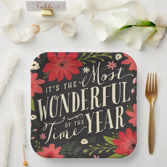 Plato De Papel El momento más maravilloso de la floral navideña (Boda)