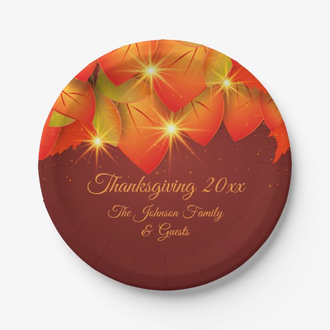 Plato De Papel El Naranja del Día de Acción de Gracias coincident (Anverso)