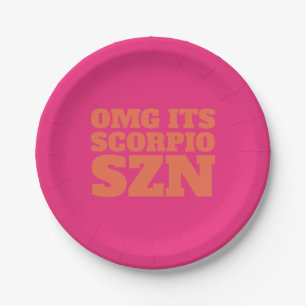 Plato De Papel El Naranja rosa OMG es Scorpio SZN Guay
