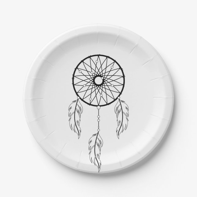 Plato De Papel El nativo americano Dreamcatcher Tribal Boda Boho (Anverso)