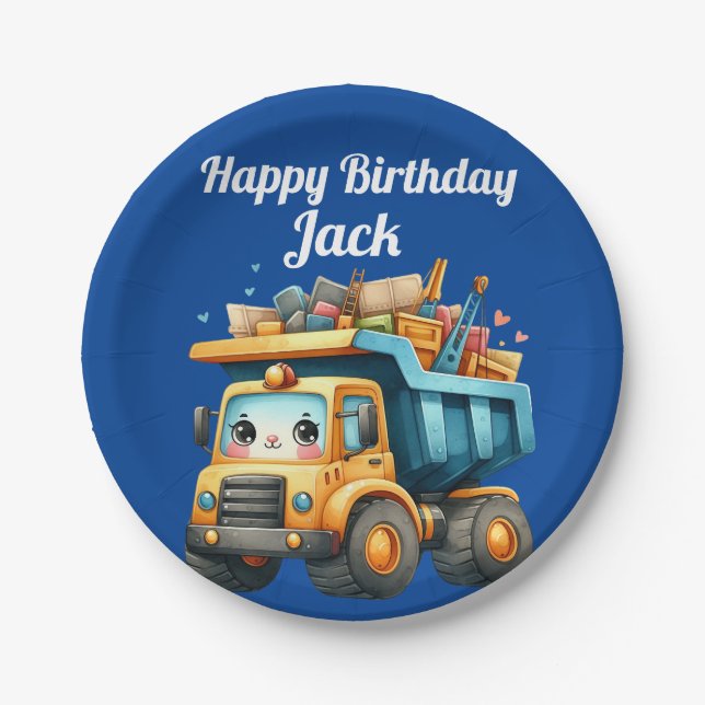 Plato De Papel El nombre personalizado del niño Feliz cumpleaños (Anverso)