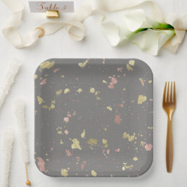 Plato De Papel El oro mate y el oro Rosa choca con el gris cálido