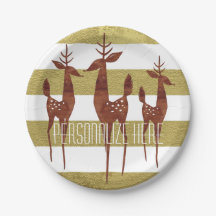 El oro vintage del reno y la raya blanca elegantes