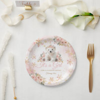 El oso blanco rosado de invierno es un Baby Shower